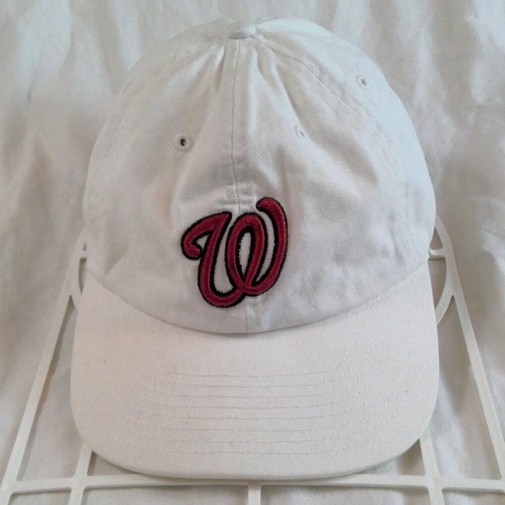 47 Brand Washington Nationals Clean Up Strapback Hat/Cap White MLB